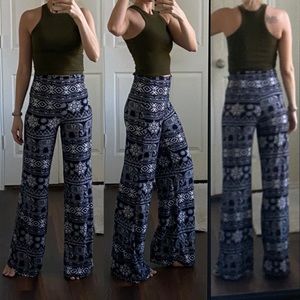 Black white super high waisted elephant boho pants
